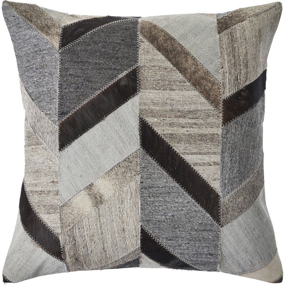 Ox Bay Hand-Woven Brown/Grey Geometric Wool Blend Pillow Cover. Picture 1