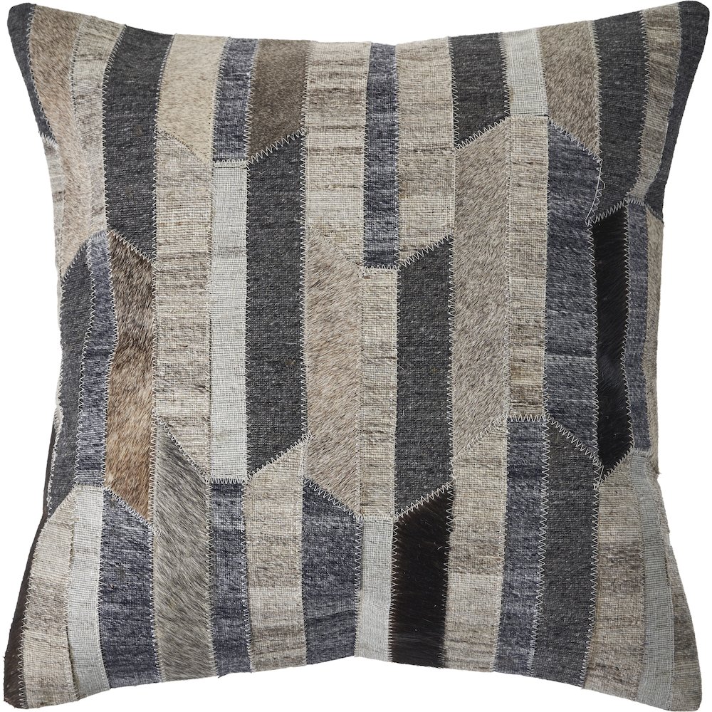 Ox Bay Hand-Woven Tan/Grey Geometric Wool Blend Pillow Cover. Picture 1