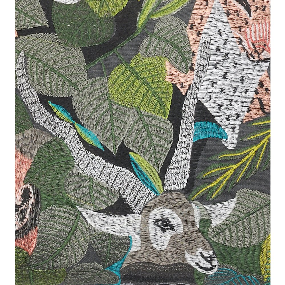 Jungle Scene Multicolored Throw Pillow. Picture 2