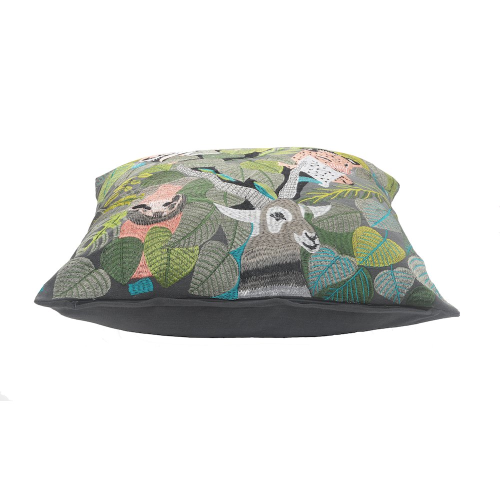 Jungle Scene Multicolored Throw Pillow. Picture 3