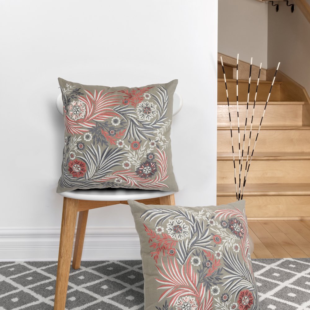 Multicolored Floral Garden Throw Pillow. Picture 6
