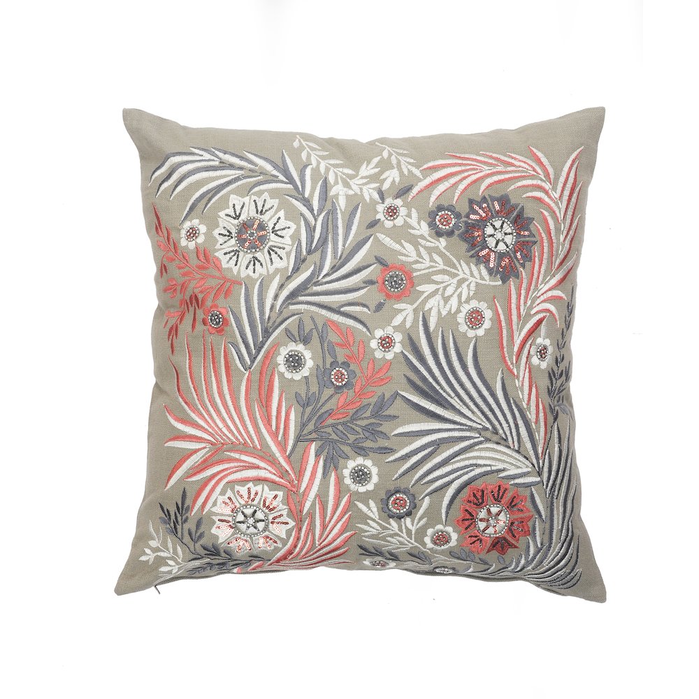 Multicolored Floral Garden Throw Pillow. Picture 1