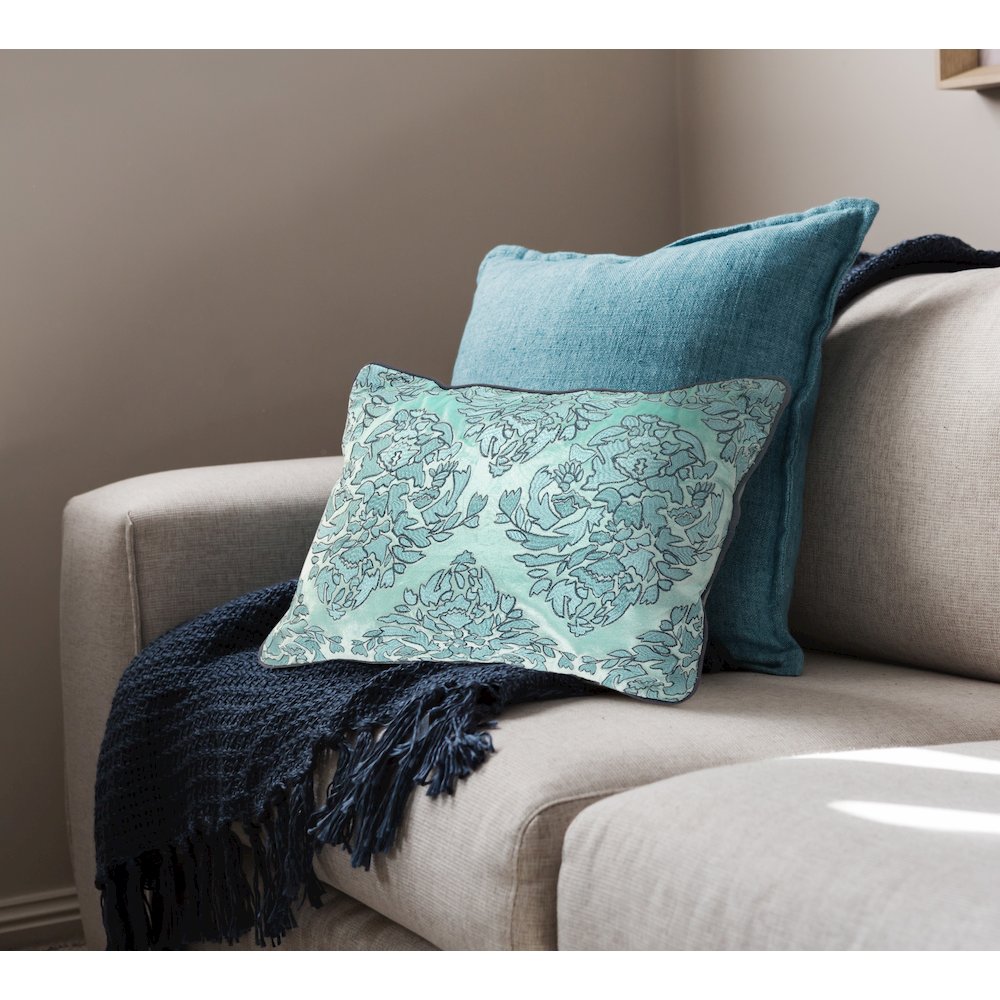Mint and Gray Decorative Throw Pillow. Picture 8