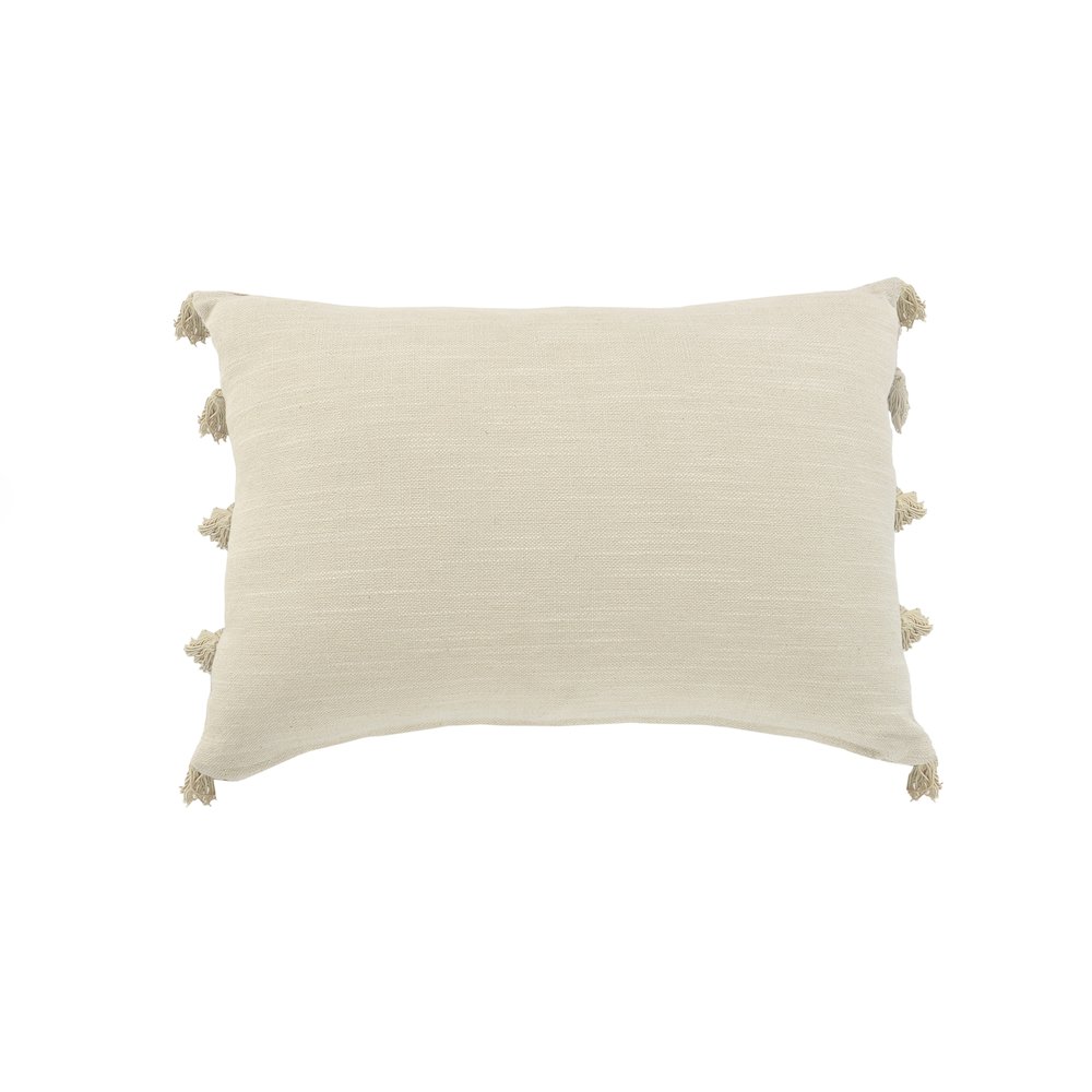Ox Bay Hand-stitched Gray/Cream Medallion All-Natural Cotton  Pillow Cover. Picture 6