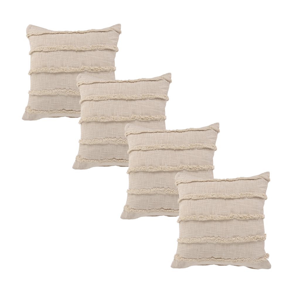 Ox Bay Birch Solid All-Natural Cotton  Square 4 Piece Pillow Cover Set. Picture 1