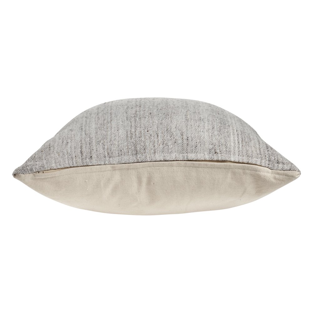Ox Bay Hand-stitched Gray Solid Cotton Blend Pillow Cover. Picture 3