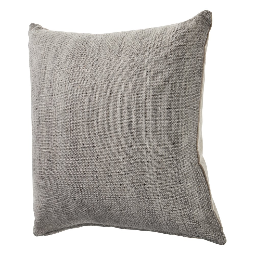 Ox Bay Hand-stitched Gray Solid Cotton Blend Pillow Cover. Picture 4