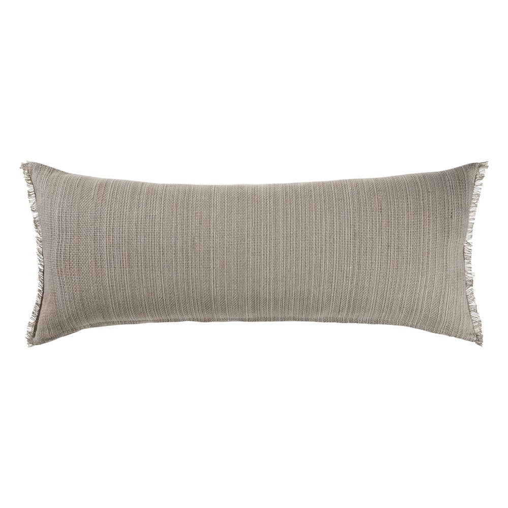 Ox Bay Hand-stitched Tan/Brown Distressed Cotton Blend Pillow Cover. Picture 1