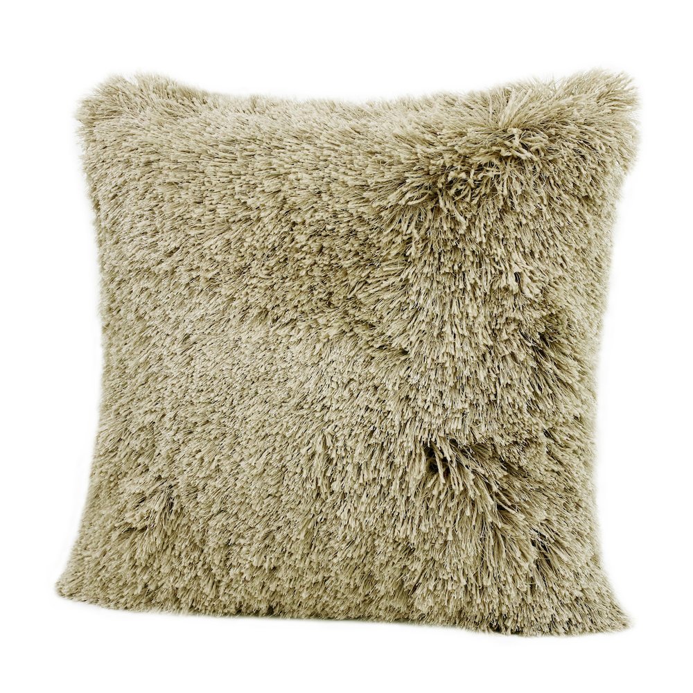 Taupe Shag Throw Pillow. Picture 6