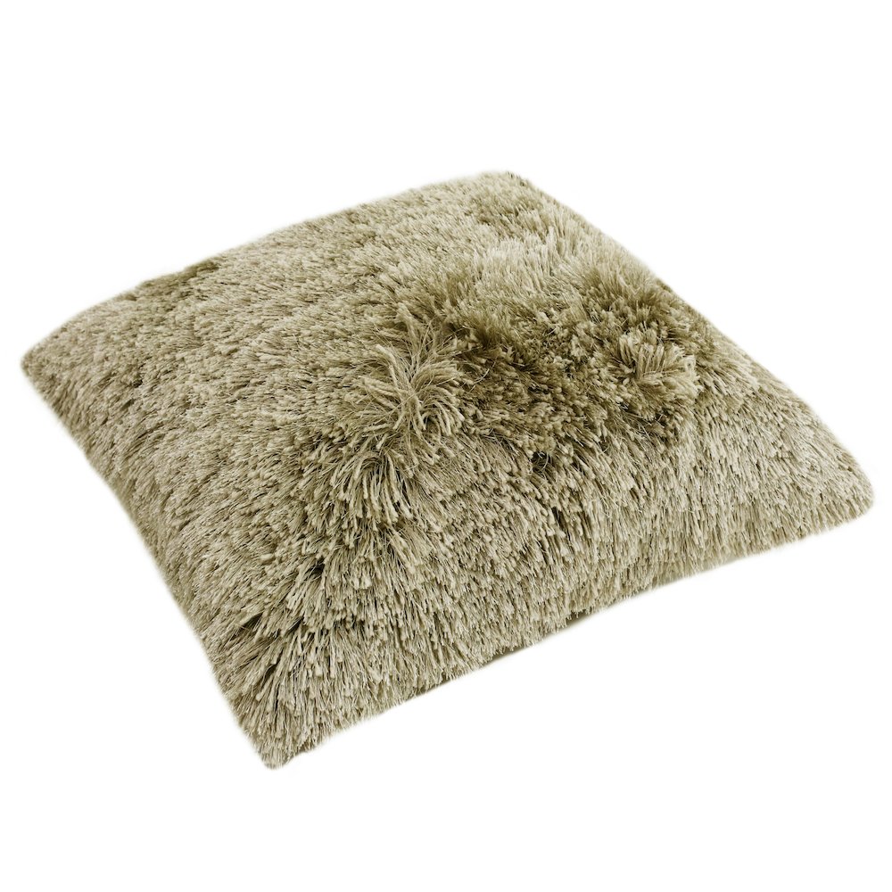 Taupe Shag Throw Pillow. Picture 7