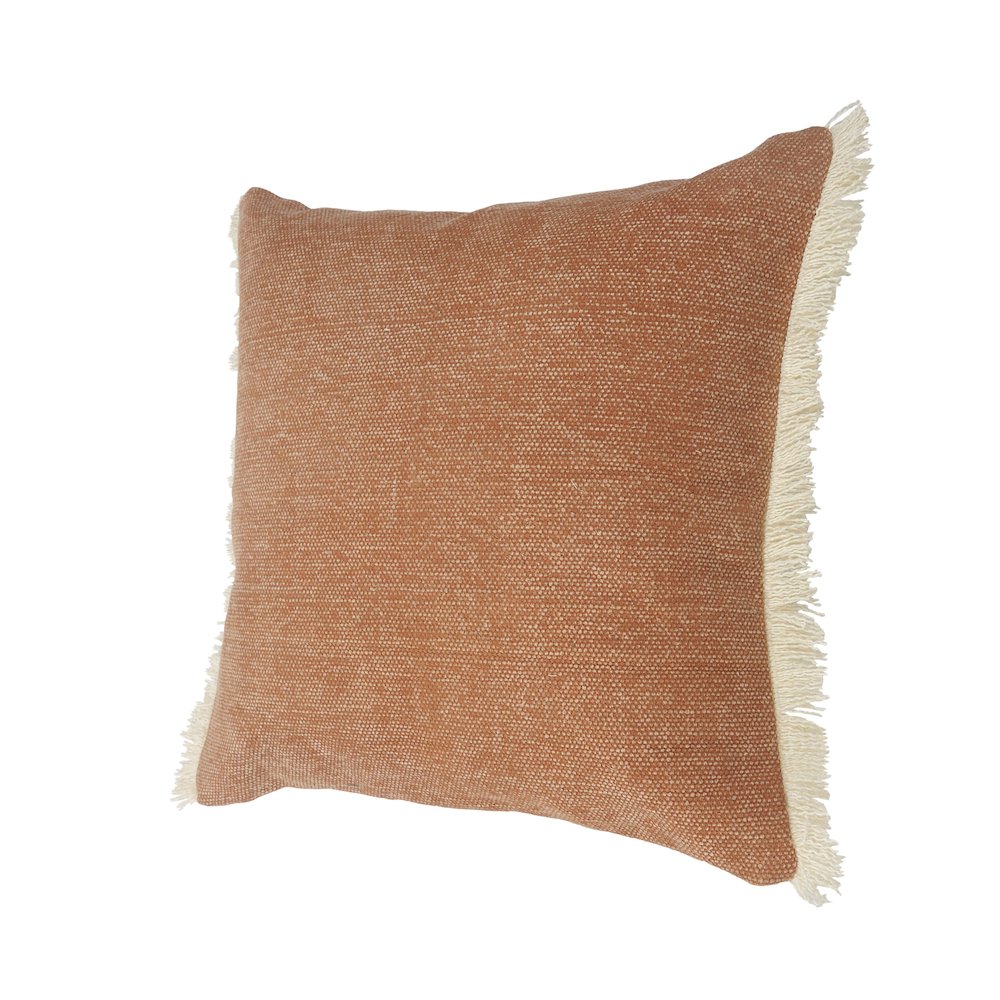 Caramel Coated Fringed Throw Pillow. Picture 3