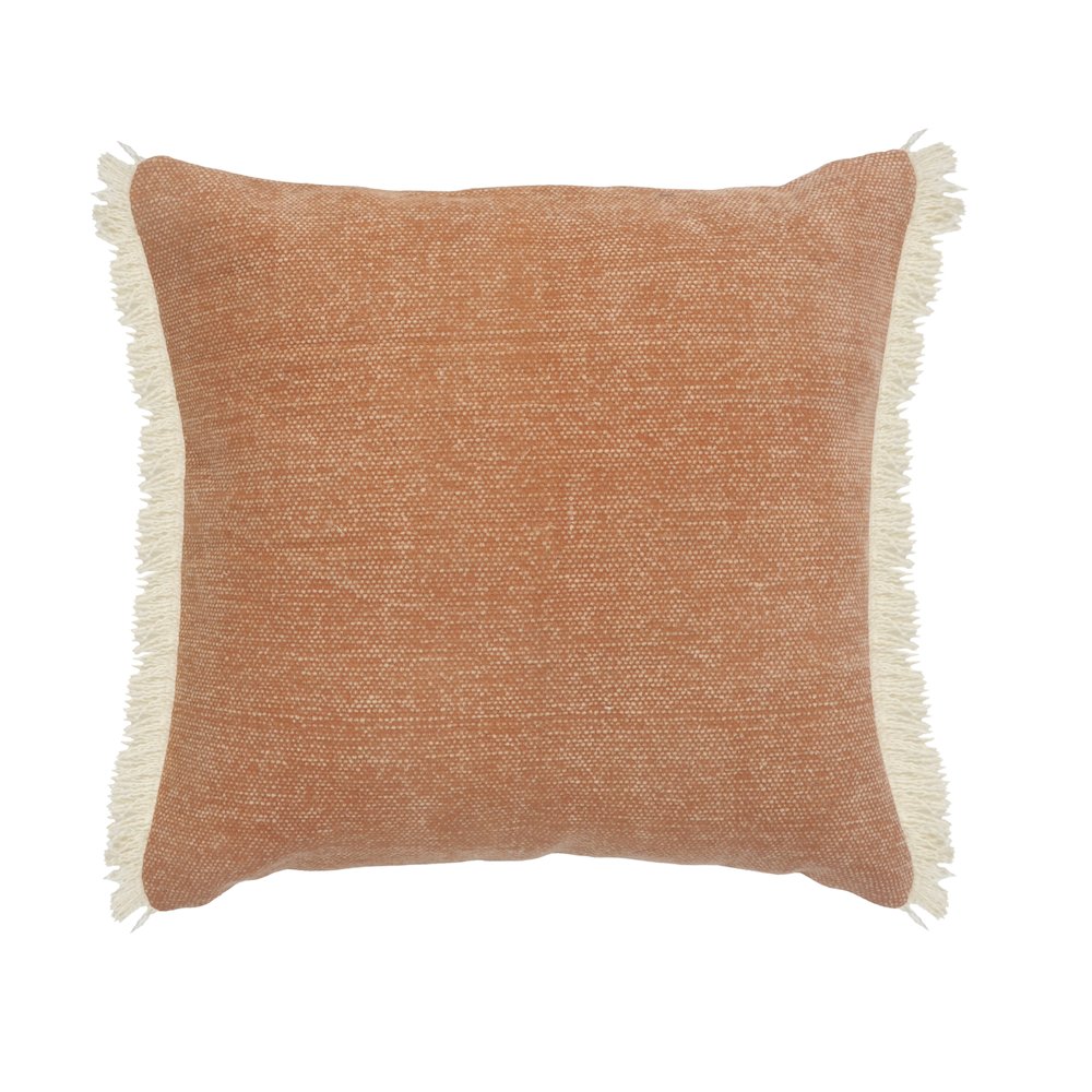 Caramel Coated Fringed Throw Pillow. Picture 1