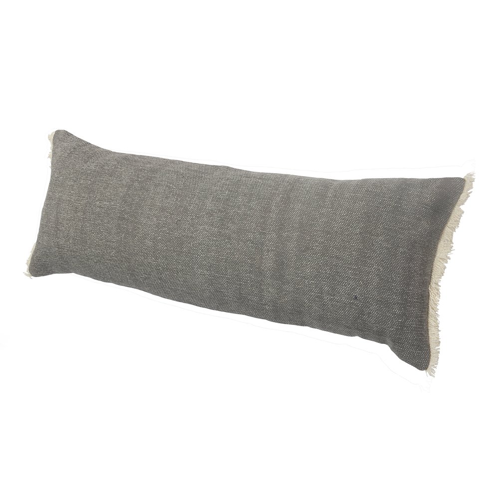 Charcoal Gray Solid Fringed Throw Pillow. Picture 2