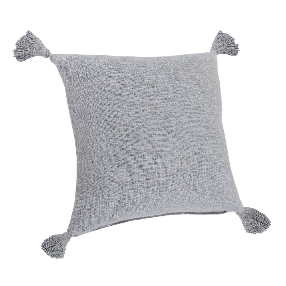 Ox Bay Hand-Woven Gray Solid All-Natural Cotton  Pillow Cover. Picture 3