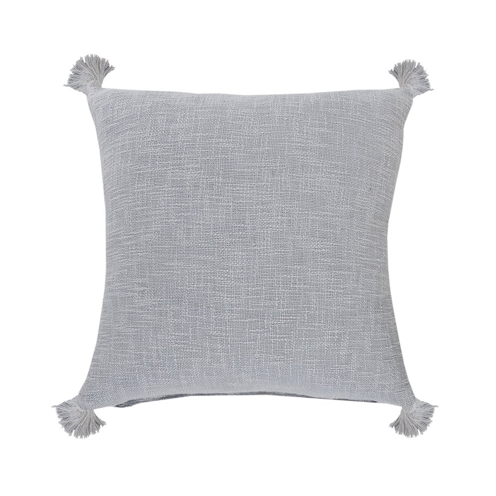 Ox Bay Hand-Woven Gray Solid All-Natural Cotton  Pillow Cover. Picture 1