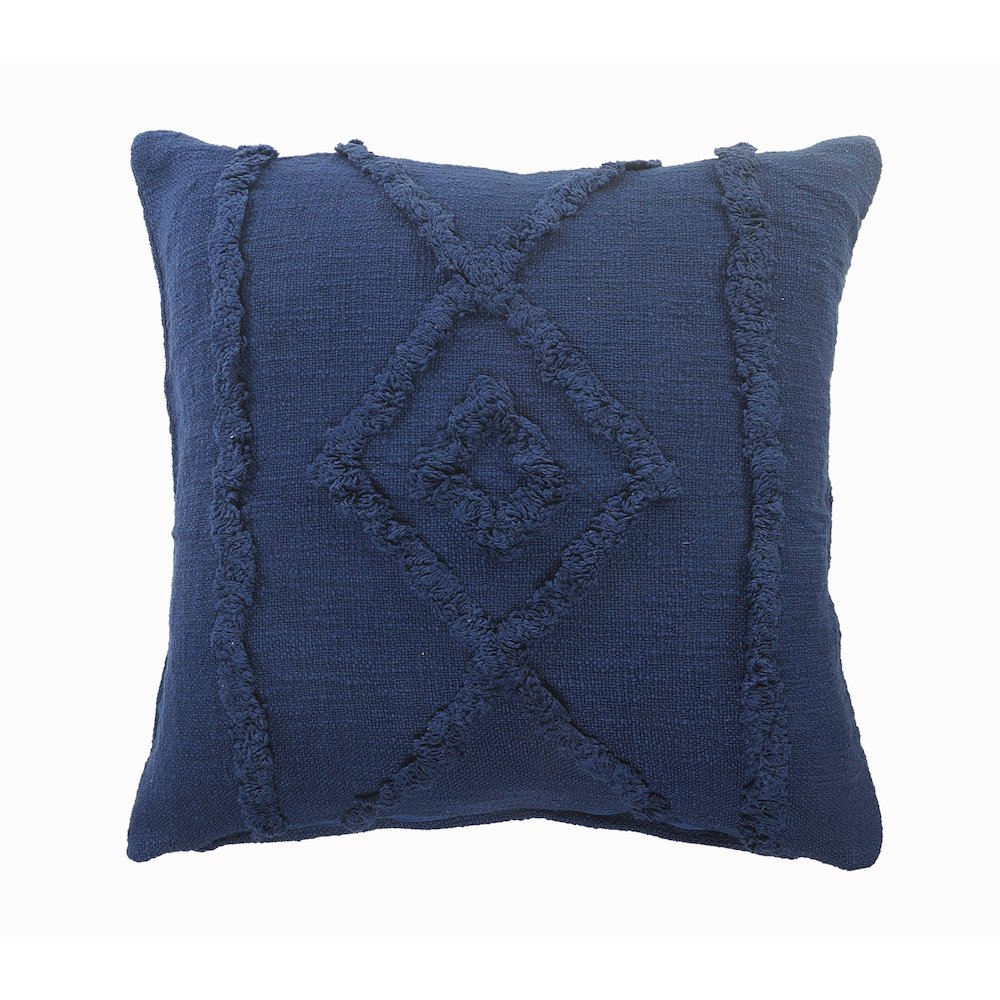 Ox Bay Hand-Woven Blue  Diamond All-Natural Cotton  Pillow Cover. Picture 1