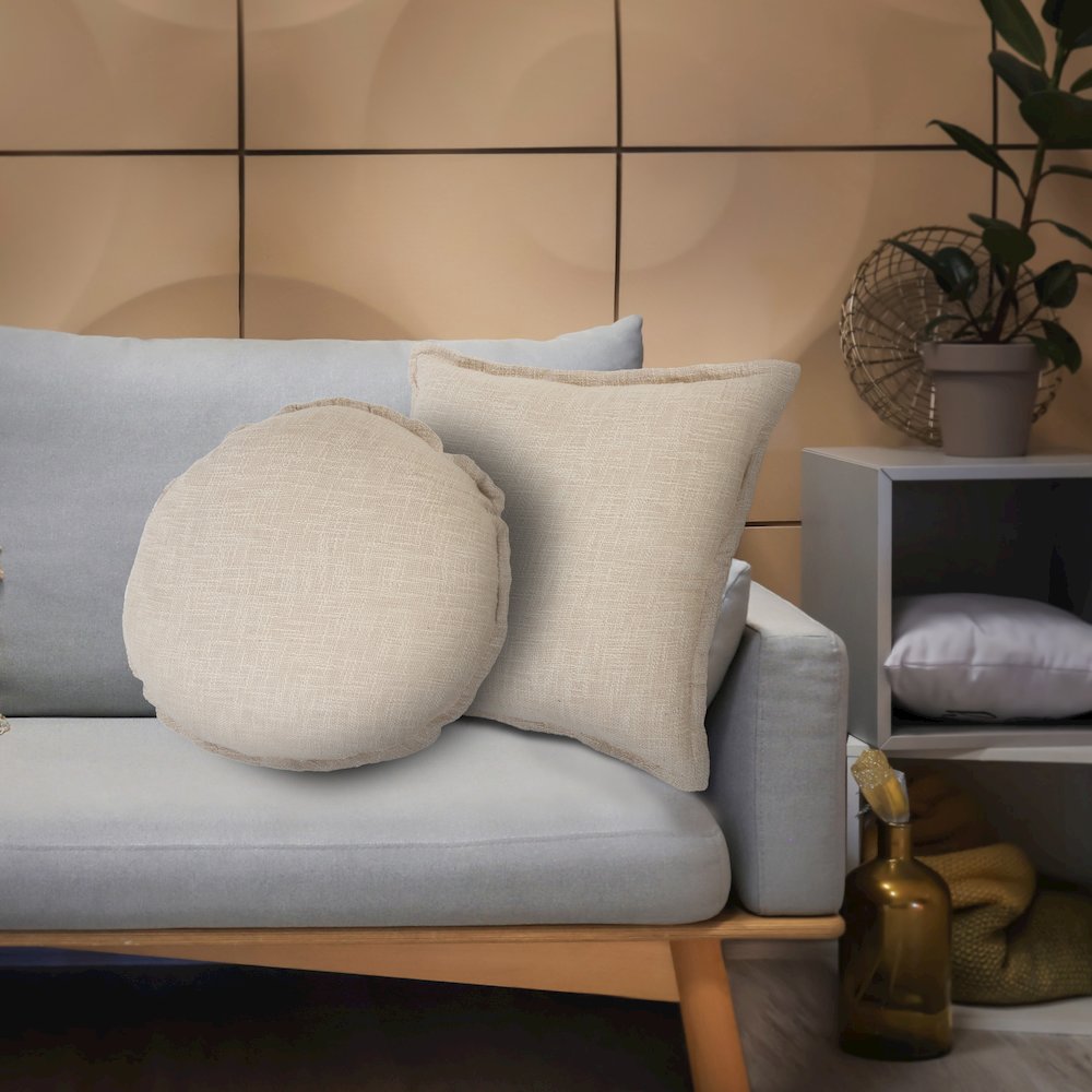 Ox Bay Hand-Woven Beige Solid All-Natural Cotton  Pillow Cover. Picture 6