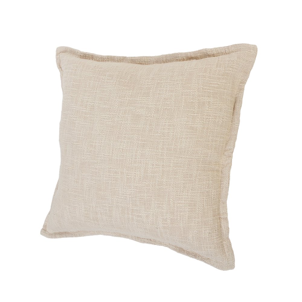 Ox Bay Hand-Woven Beige Solid All-Natural Cotton  Pillow Cover. Picture 3