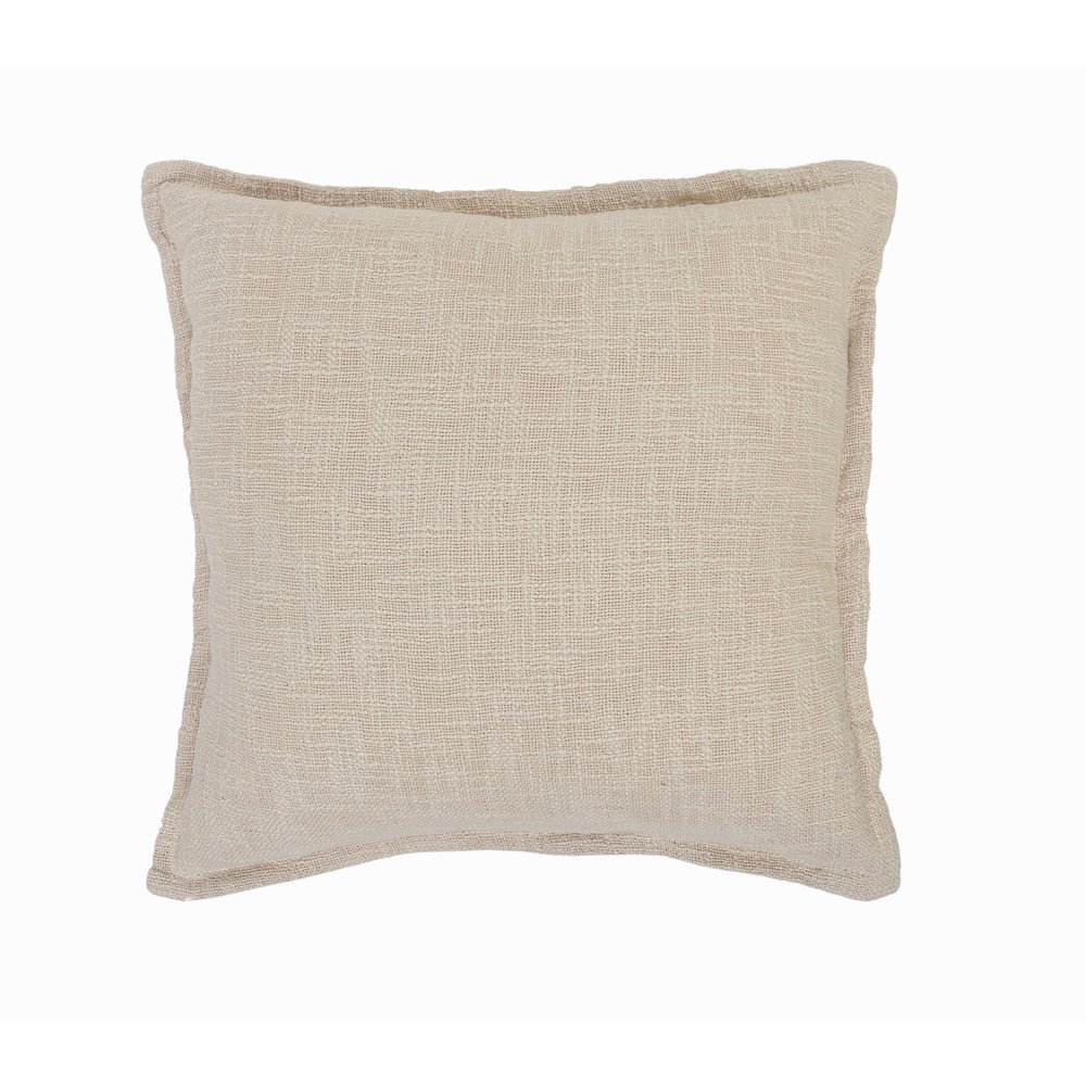 Ox Bay Hand-Woven Beige Solid All-Natural Cotton  Pillow Cover. Picture 1