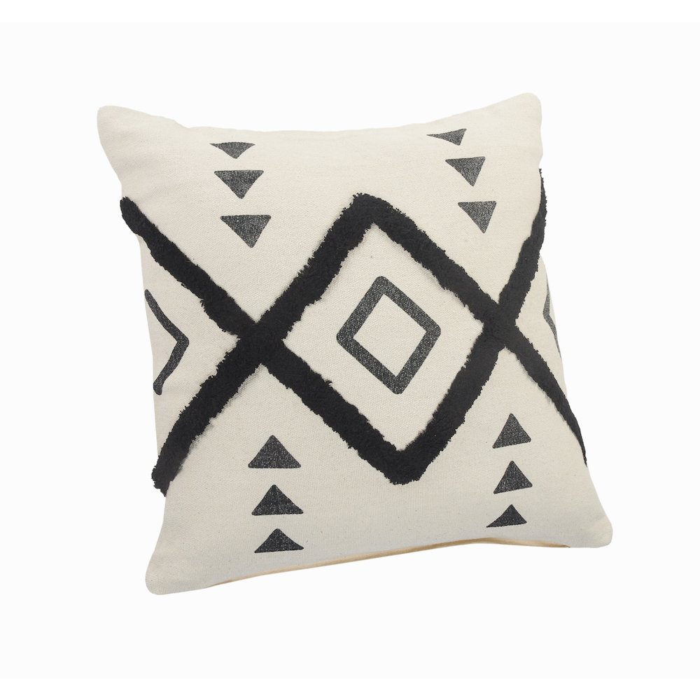 Ox Bay Hand-Woven Cream/Black Tribal All-Natural Cotton  Pillow Cover. Picture 3