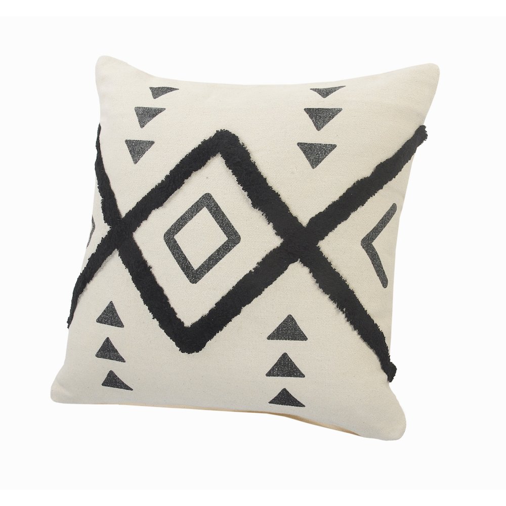 Ox Bay Hand-Woven Cream/Black Tribal All-Natural Cotton  Pillow Cover. Picture 4