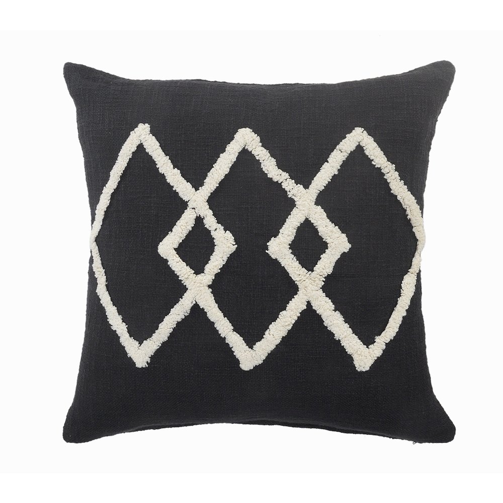 Ox Bay Hand-Woven Black/Cream Diamond All-Natural Cotton  Pillow Cover. Picture 1