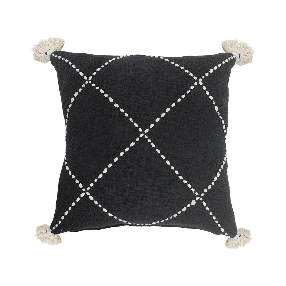 Ox Bay Hand-Woven Black/White Geometric All-Natural Cotton  Pillow Cover. Picture 1