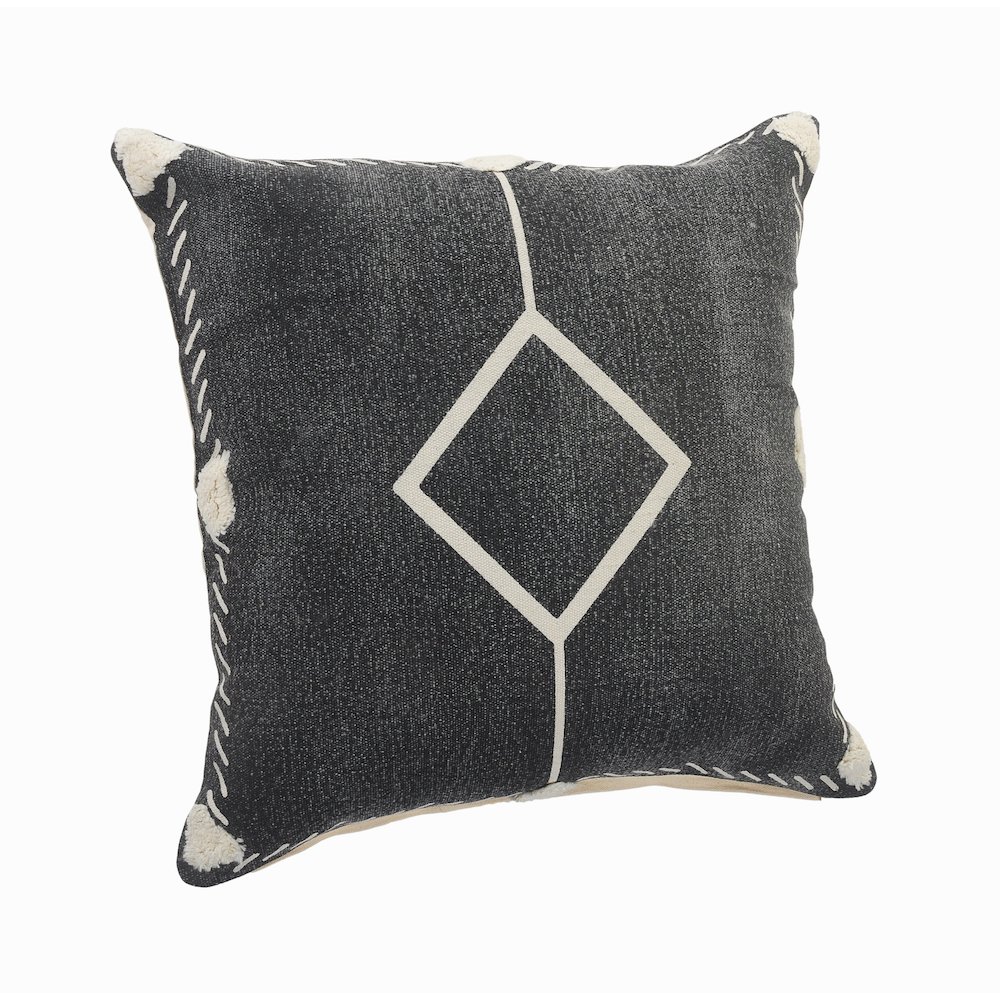 Ox Bay Hand-Woven Black/Cream Diamond All-Natural Cotton  Pillow Cover. Picture 3