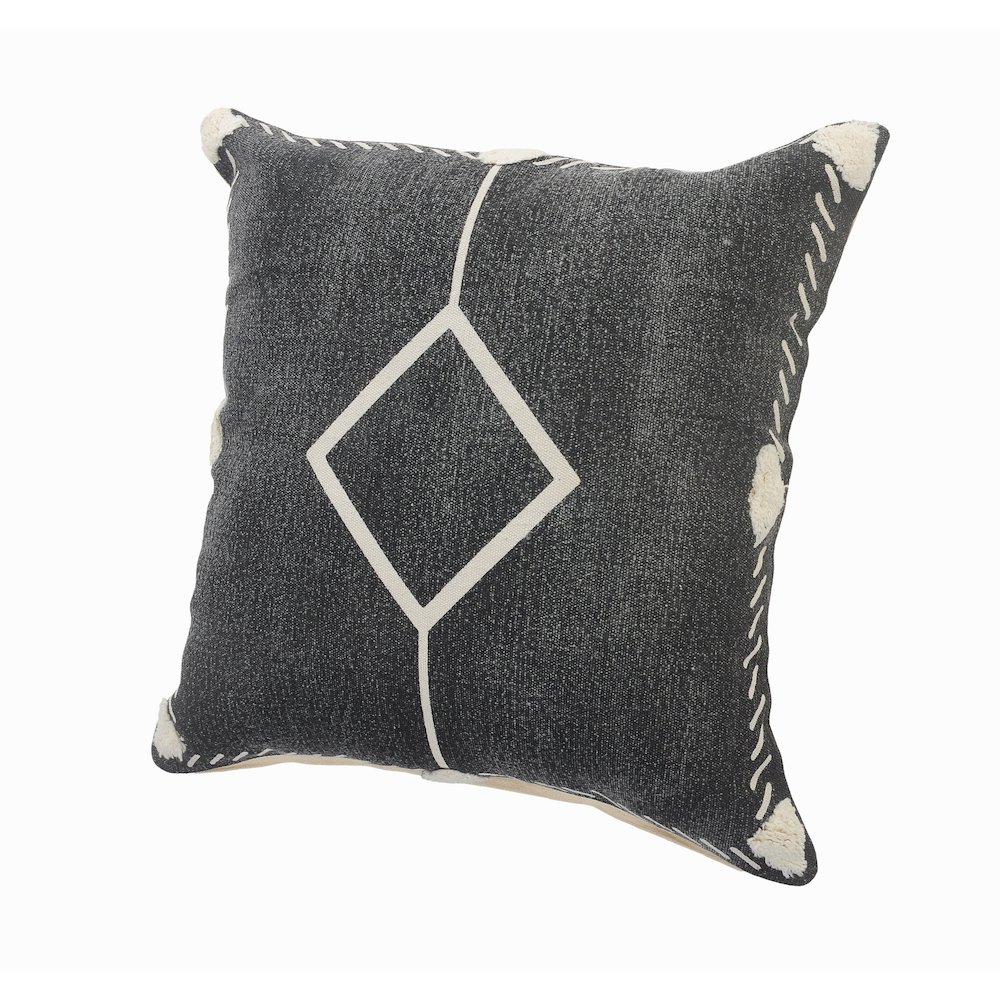 Ox Bay Hand-Woven Black/Cream Diamond All-Natural Cotton  Pillow Cover. Picture 4