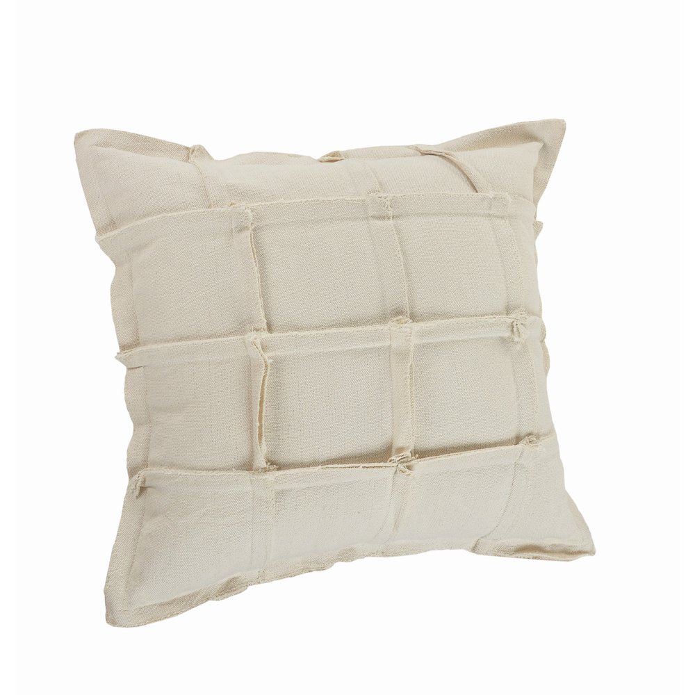 Ox Bay Hand-Woven Cream Patchwork All-Natural Cotton  Pillow Cover. Picture 3