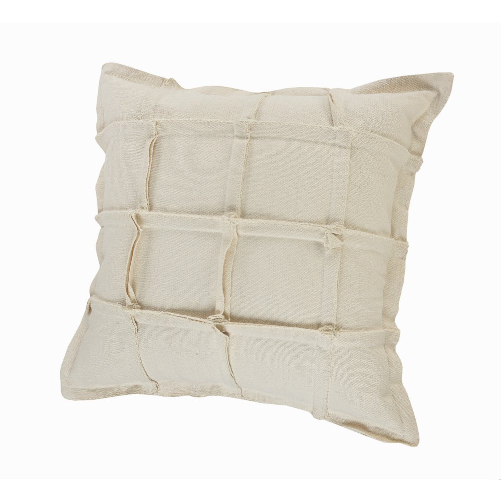 Ox Bay Hand-Woven Cream Patchwork All-Natural Cotton  Pillow Cover. Picture 4
