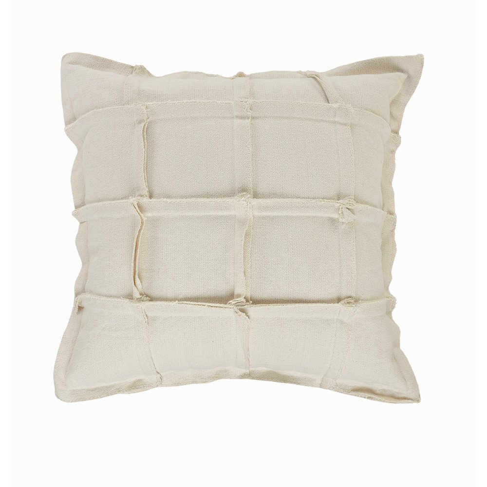 Ox Bay Hand-Woven Cream Patchwork All-Natural Cotton  Pillow Cover. Picture 1