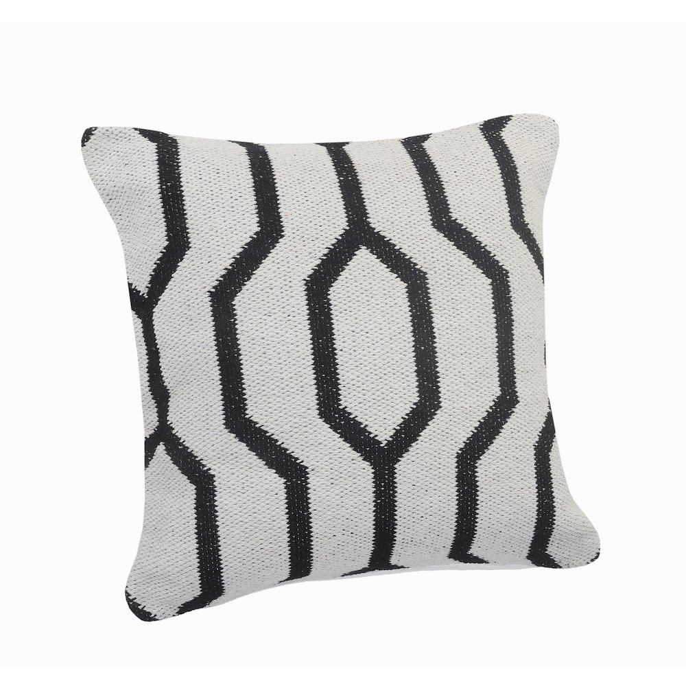 Ox Bay Hand-Woven White/Black Geometric All-Natural Cotton  Pillow Cover. Picture 3