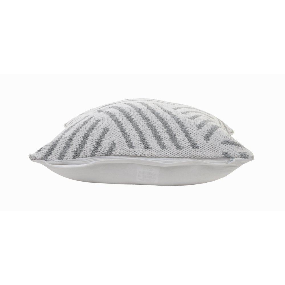 Ox Bay Hand-Woven White/Grey Geometric All-Natural Cotton  Pillow Cover. Picture 2