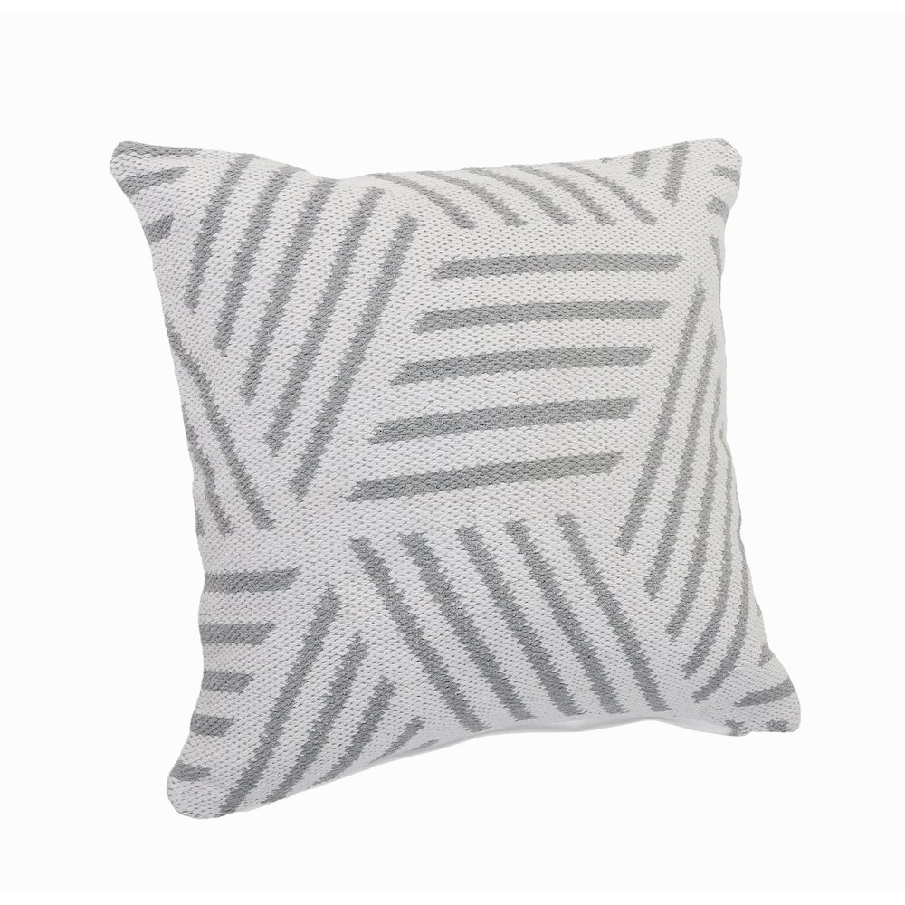Ox Bay Hand-Woven White/Grey Geometric All-Natural Cotton  Pillow Cover. Picture 3