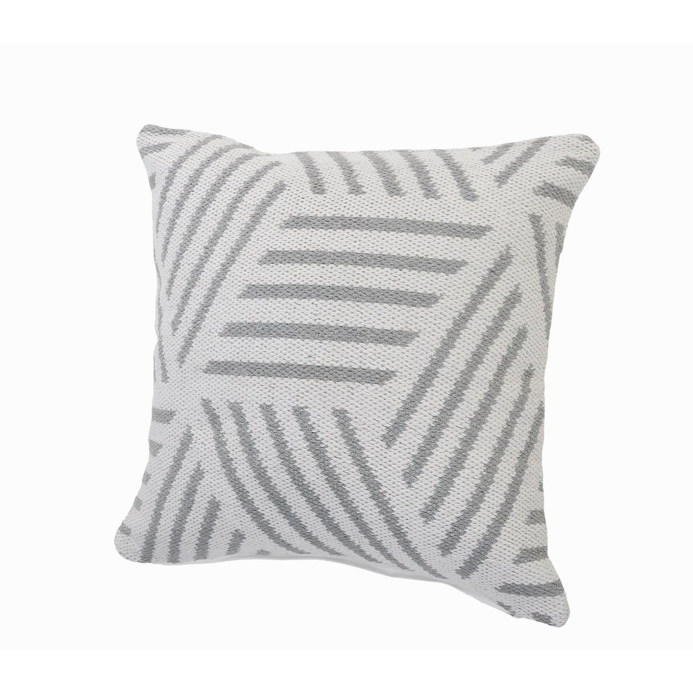 Ox Bay Hand-Woven White/Grey Geometric All-Natural Cotton  Pillow Cover. Picture 4