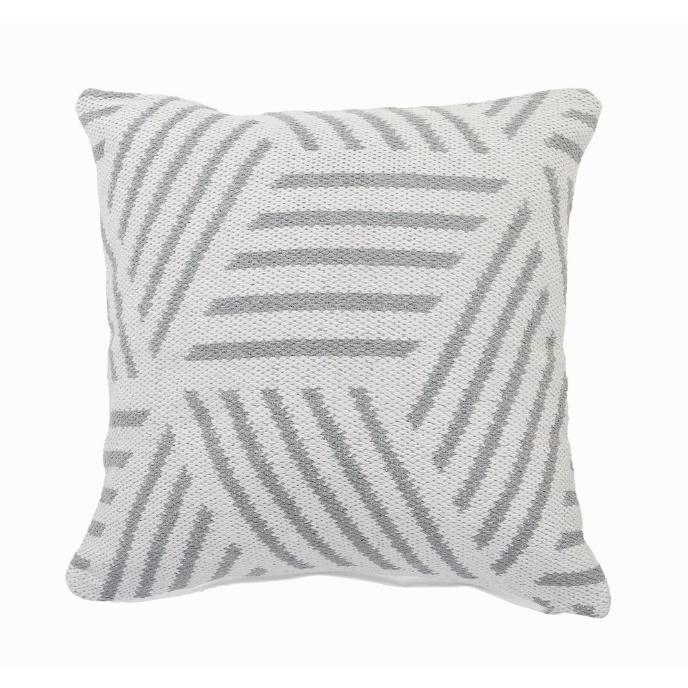 Ox Bay Hand-Woven White/Grey Geometric All-Natural Cotton  Pillow Cover. Picture 1