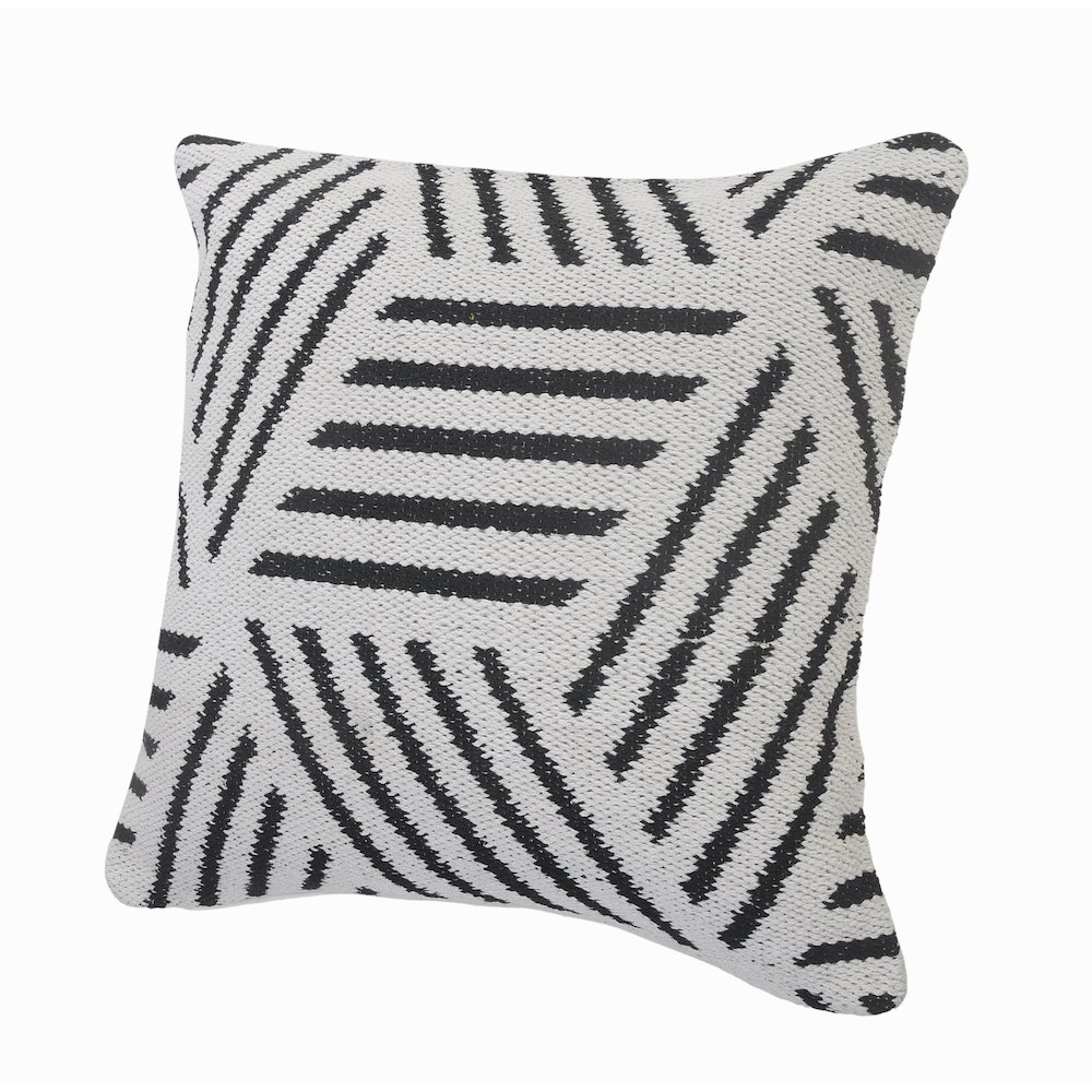 Ox Bay Hand-Woven White/Black Geometric All-Natural Cotton  Pillow Cover. Picture 4