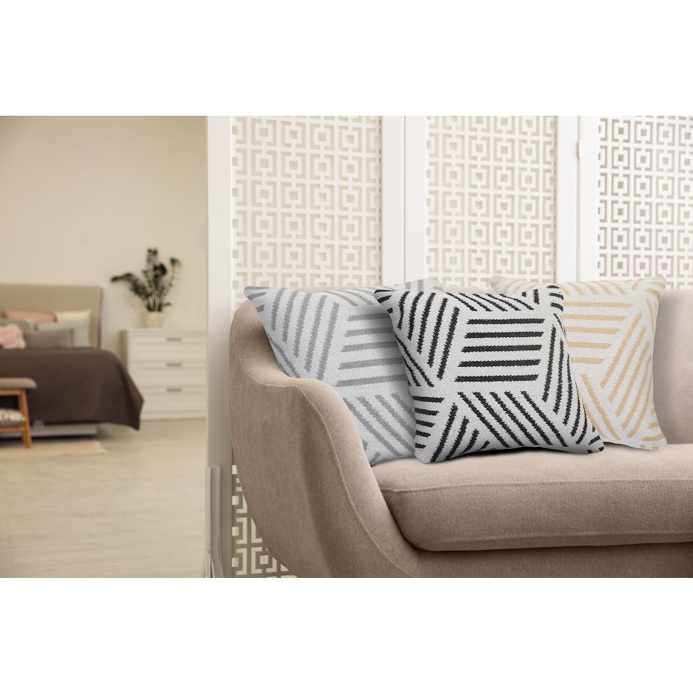 Evette Rios Elemental Geometric Striped Throw Pillow, Black. Picture 8