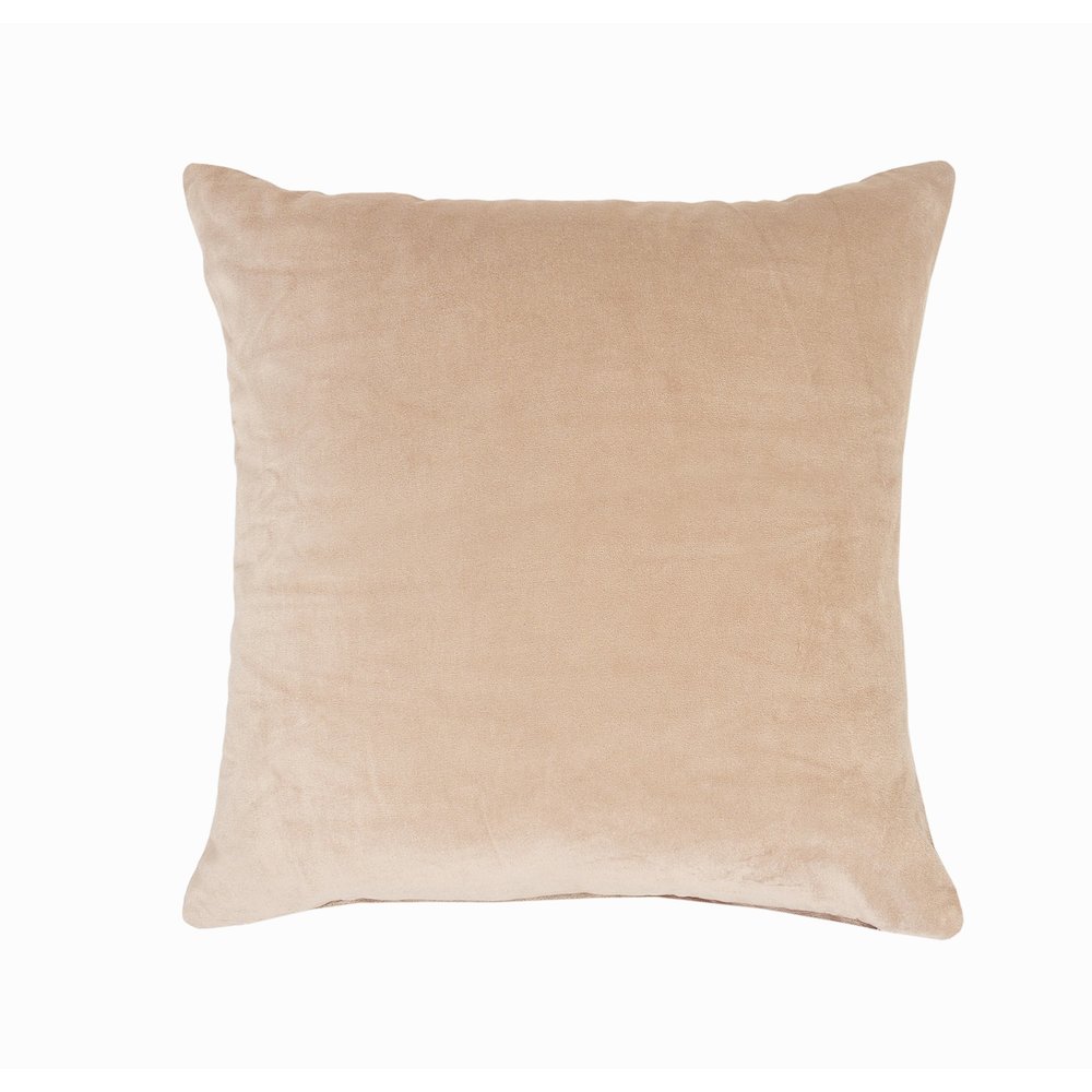 Evette Rios Oxford Taupe Velveteen Cotton Throw Pillow. Picture 1