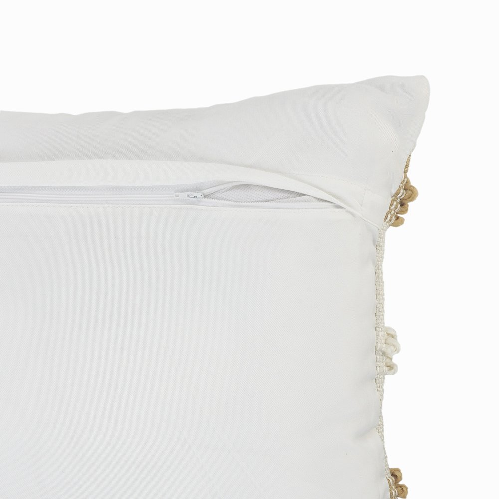 Textured and Geometric Natural Throw Pillow. Picture 3