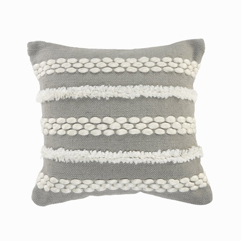 Gray Textured and Tufted Throw Pillow. Picture 1