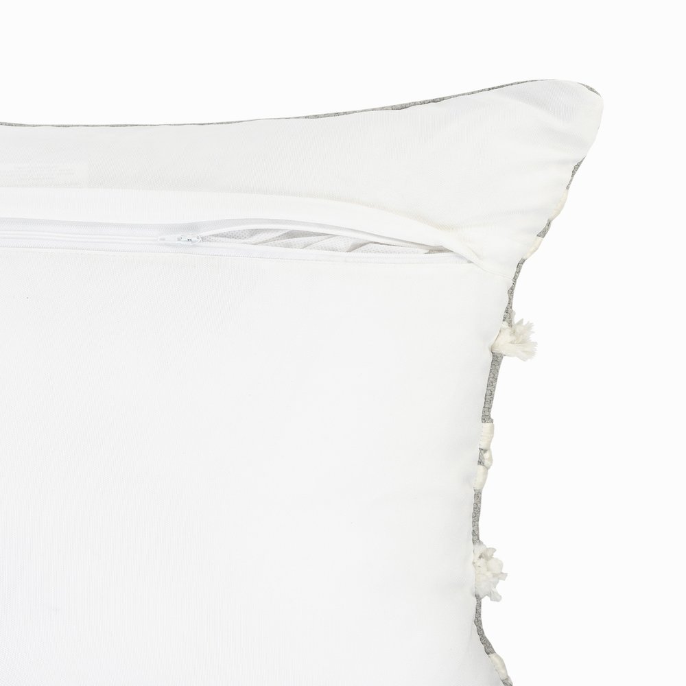 Gray Textured and Tufted Throw Pillow. Picture 3
