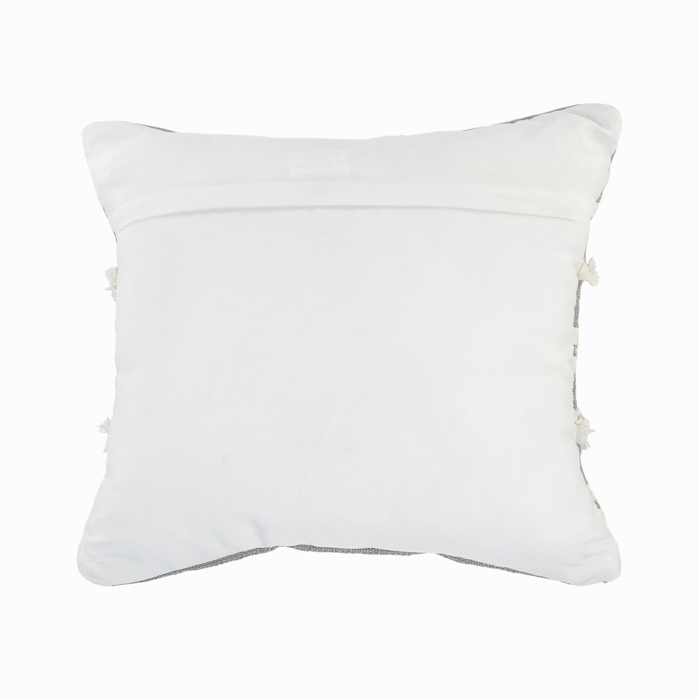 Gray Textured and Tufted Throw Pillow. Picture 4