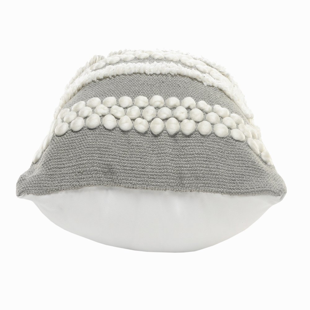 Gray Textured and Tufted Throw Pillow. Picture 6