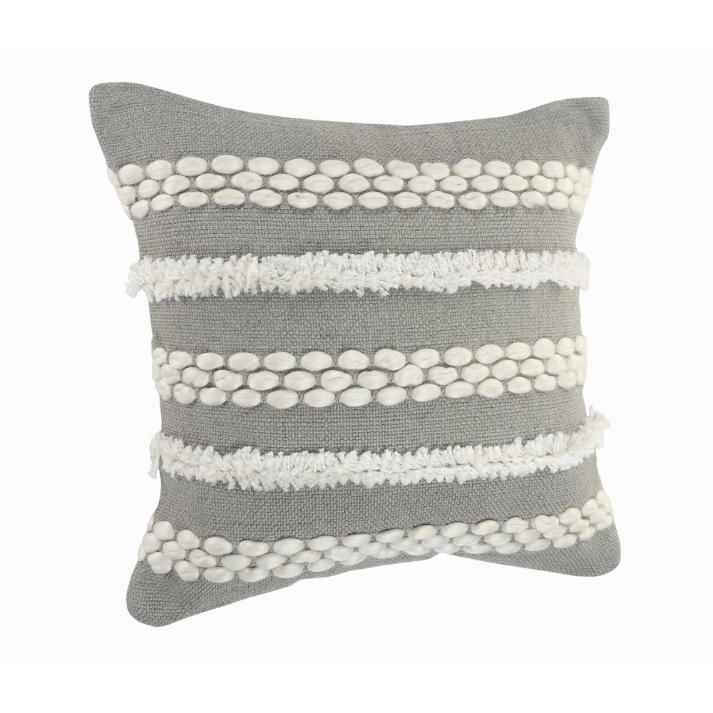 Ox Bay Hand-Woven Gray/White Geometric Resistant Polyester Pillow Cover. Picture 3