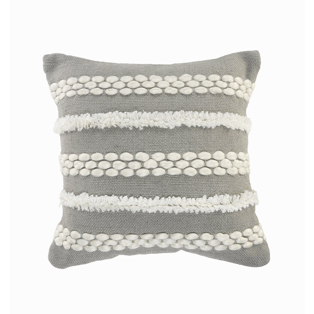 Ox Bay Hand-Woven Gray/White Geometric Resistant Polyester Pillow Cover. Picture 1