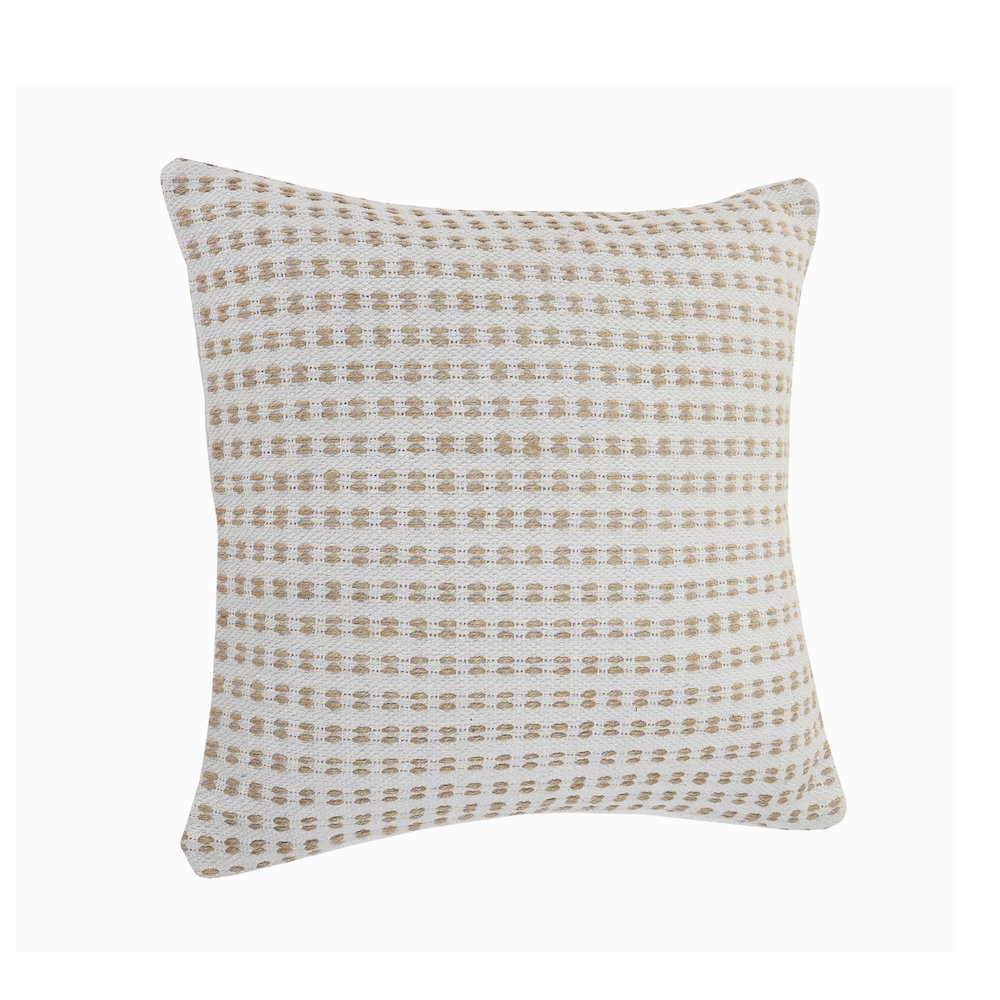 Reed Cotton and Jute Pillow Set of 2 in Tan/White, 20" x 20". Picture 3