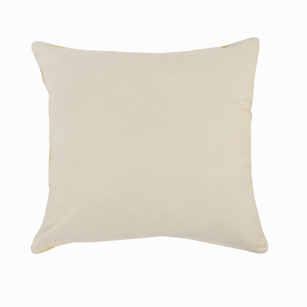 Ox Bay Hand-Woven Yellow Bordered All-Natural Cotton  Pillow Cover. Picture 5