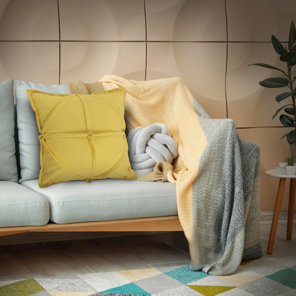 Solid Textured Tile Throw Pillow. Picture 2